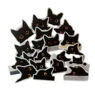 Klistermärke-kikande katt