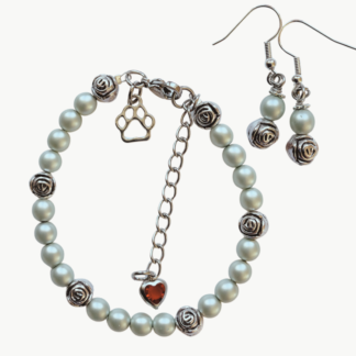 Armband och örhänge tass&hjärta blå 13