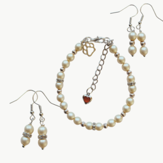 Armband och örhänge tass&hjärta gul 3